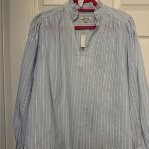 Madewell Light Blue Striped Casual Shirt